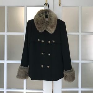 Forever 21 wool pea coat with faux fur trim size L